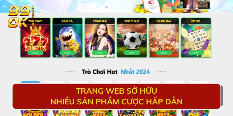 Trang web sở hữu nhiều sản phẩm cược hấp dẫn